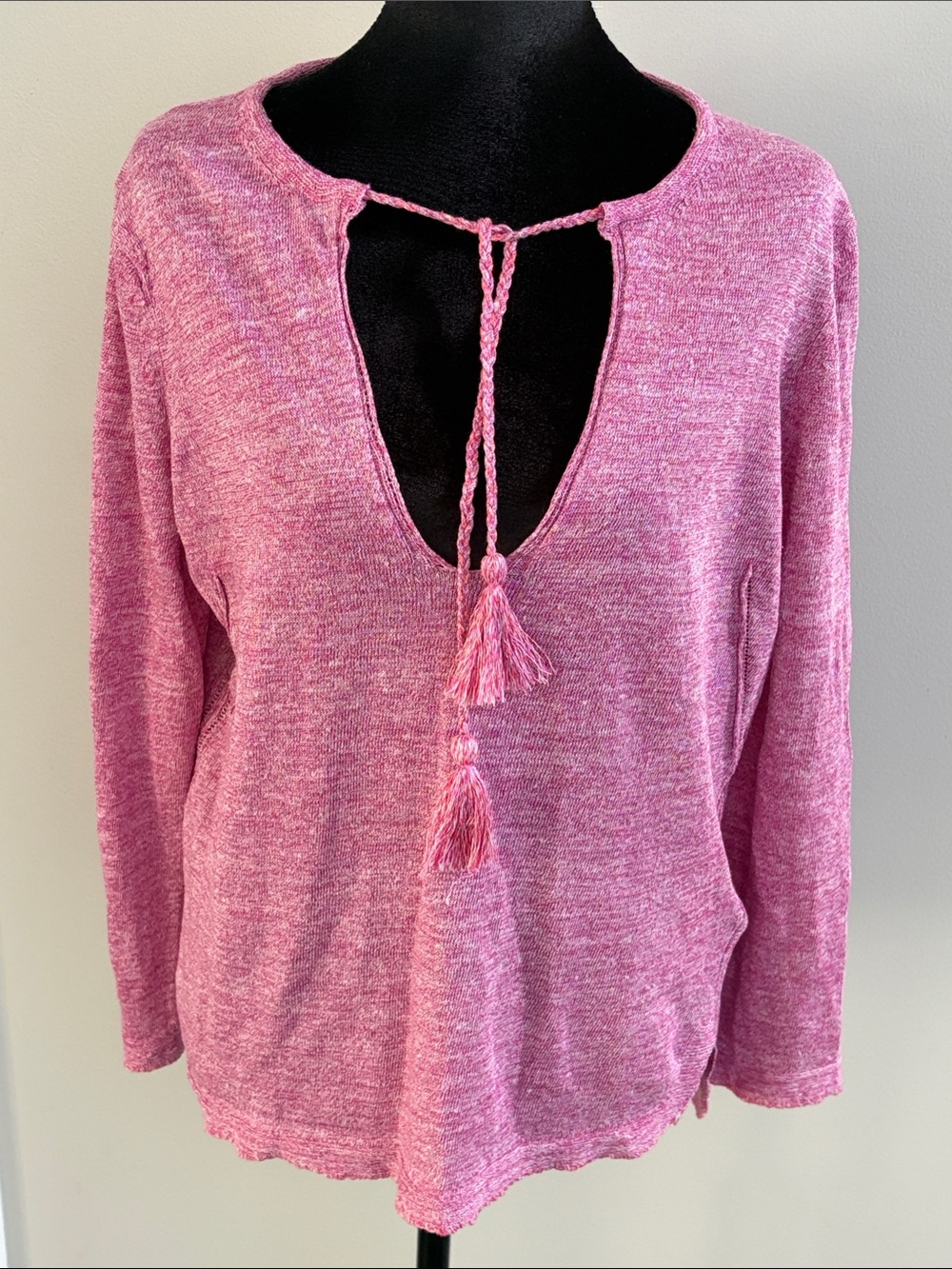 Zadig & Voltaire Amber Pink Tie-Front Long Sleeve Knit Top